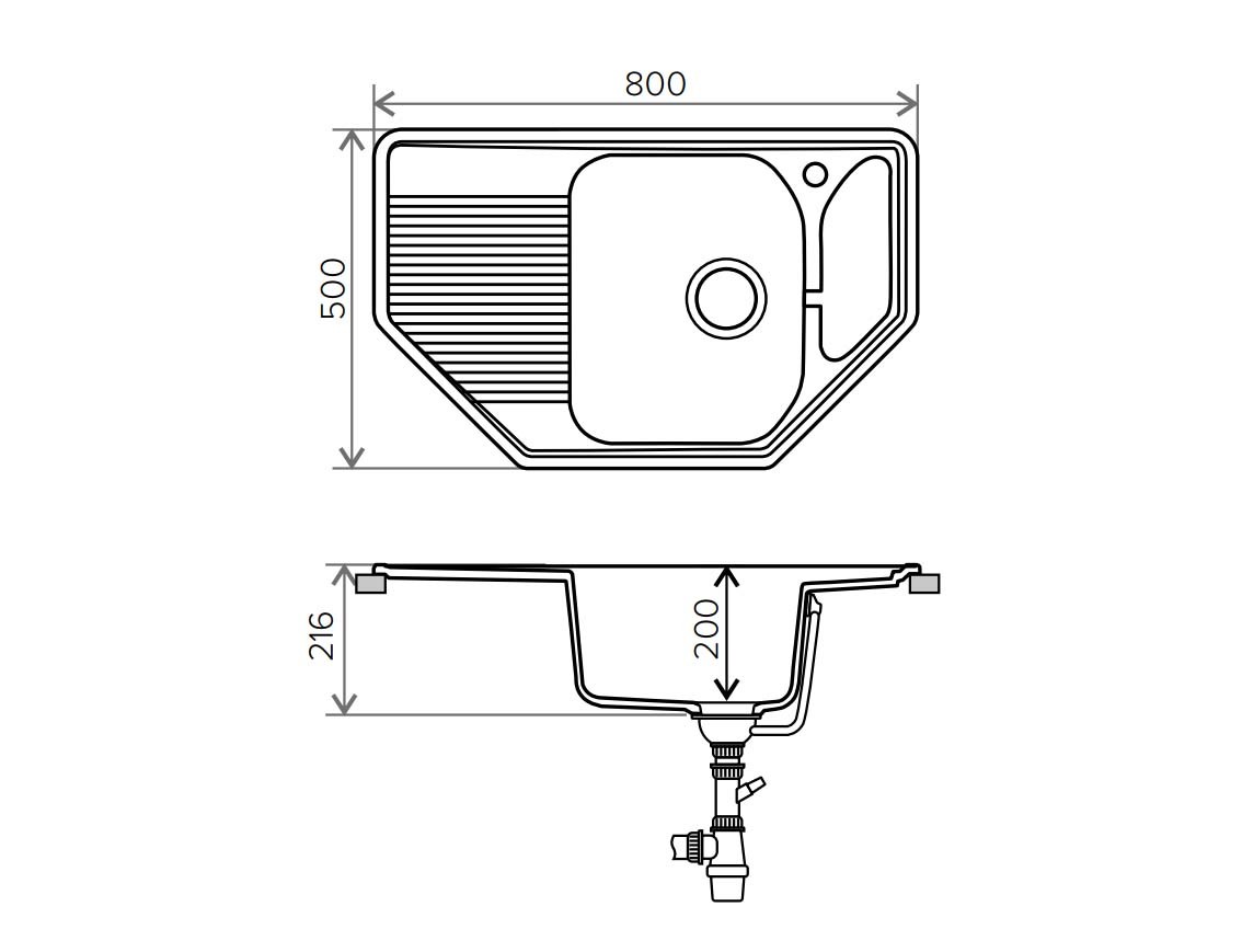Polygran F 10 кухонная мойка черный 50 х 80 см