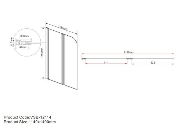 Vincea душевая шторка VSB-12114CL 114х140 хром, стекло прозрачное