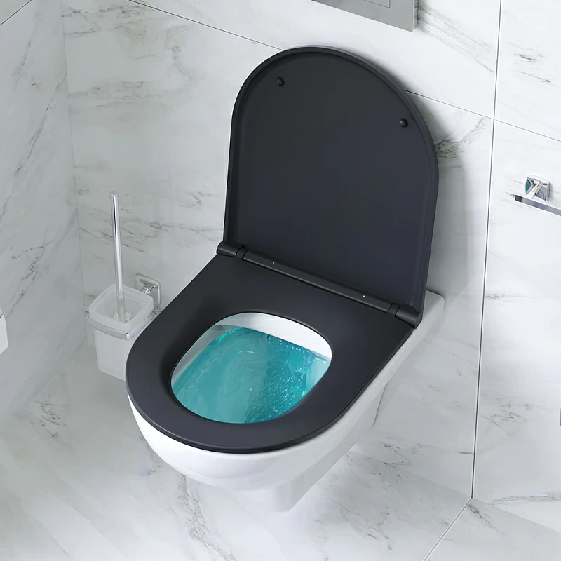 Am.Pm Gem унитаз подвесной безободковый с черным сиденьем C901700SCmb