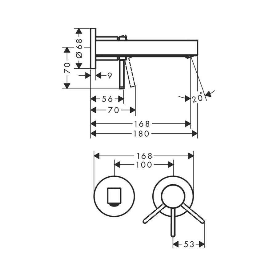 Hansgrohe Finoris Смеситель для раковины настенный с изливом 16,8 см хром 76051000