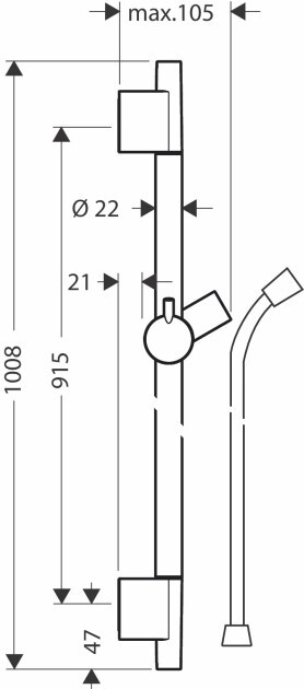 Hansgrohe Unica душевая штанга S Puro 90 см со шлангом черный матовый 28631670