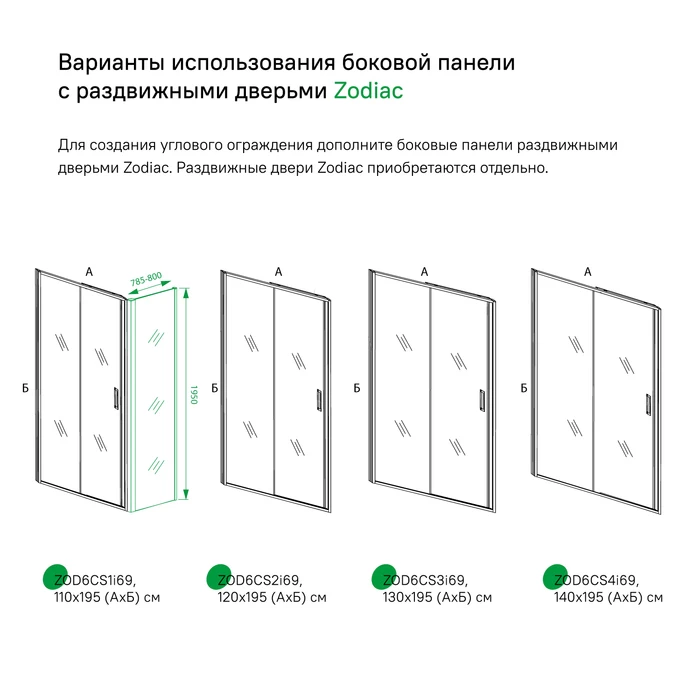 Iddis Zodiac боковая панель 90х195 см ZOD6CA9i23
