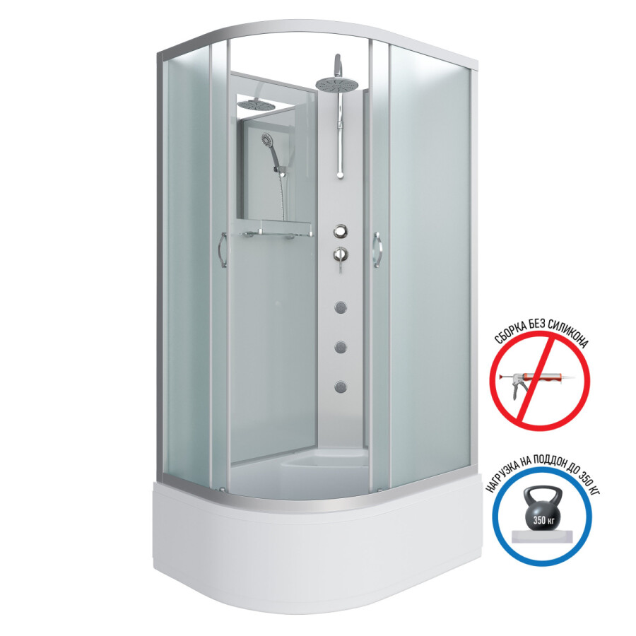 Niagara NG 2310-14RBKTG Душевая кабина 120x80 Без крыши правосторонняя + Тропический душ + Гидромассаж 23101424RBKTG