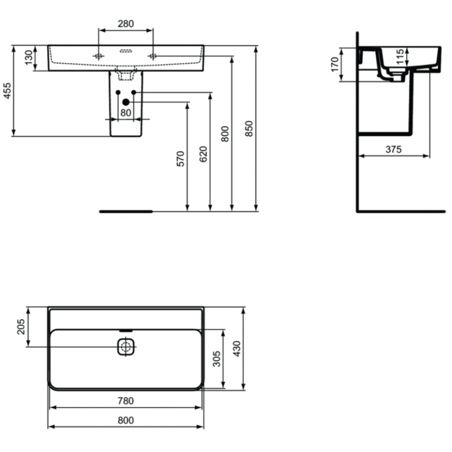 Ideal Standard Strada раковина 80х43 см T363901