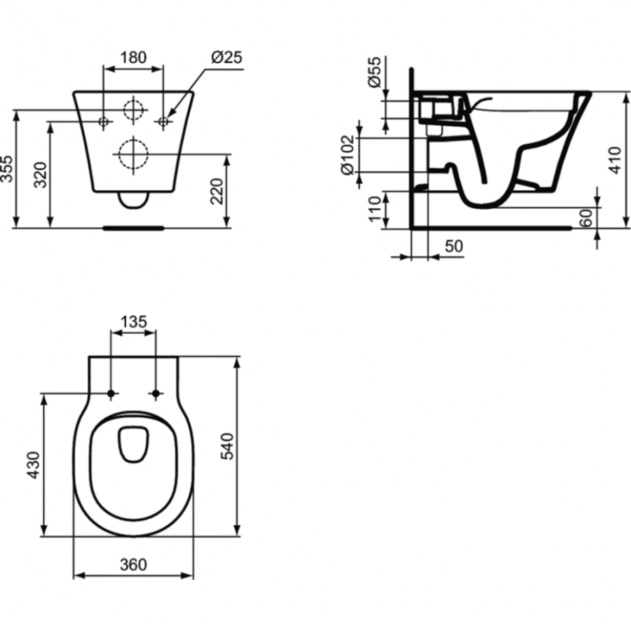 Ideal Standard Connect унитаз подвесной безободковый E228801
