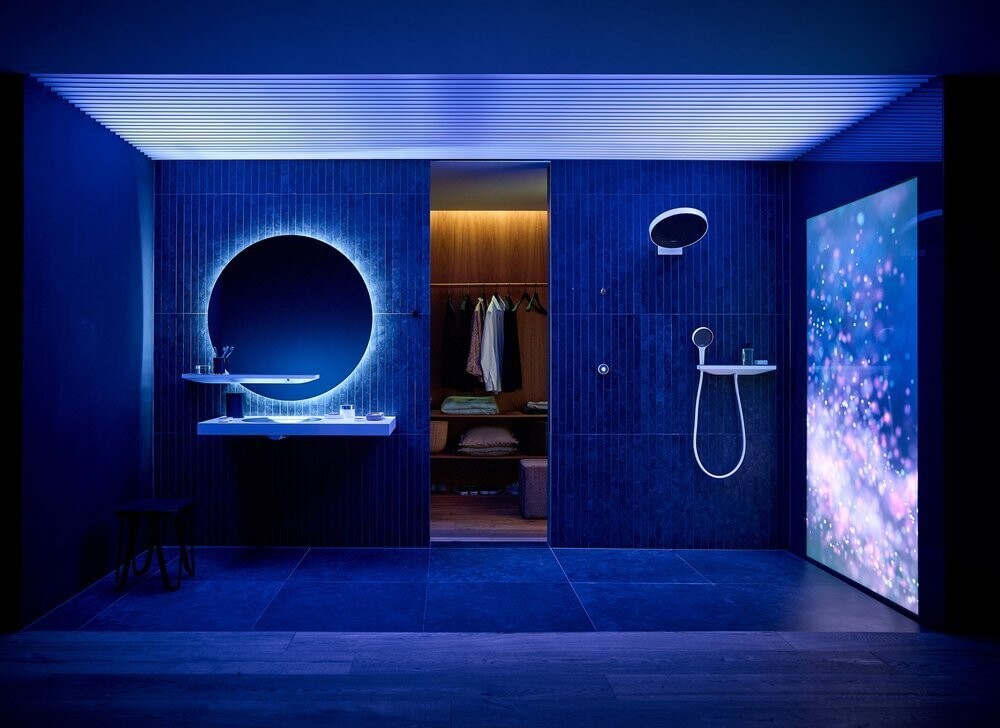 Hansgrohe Rainfinity Настенный держатель Porter 500 с полкой левый белый матовый 26843700