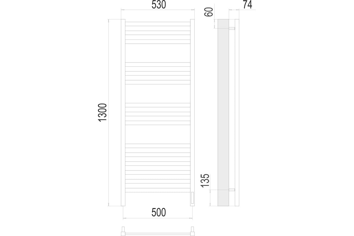 Полотенцесушитель электрический Terminus Енисей sensor quick touch 530/1300 П15 4670078526274