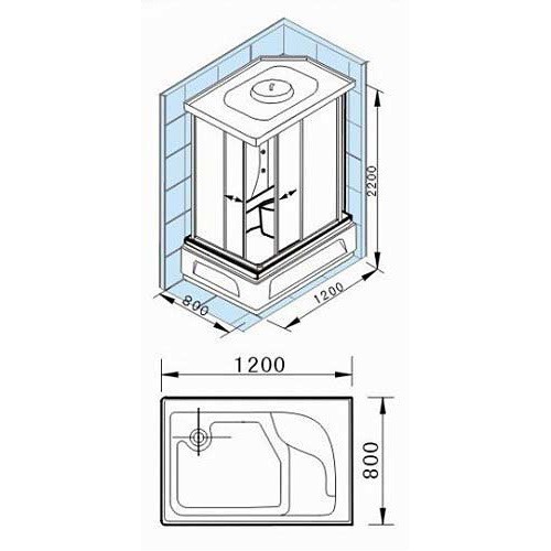 Appollo TS-41W Душевой бокс 120*80*220 L