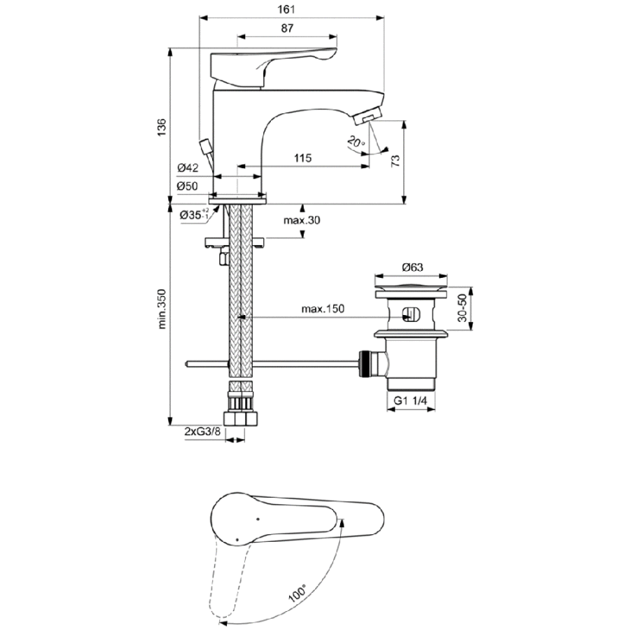 Ideal Standard Alpha смеситель для раковины BC648AA