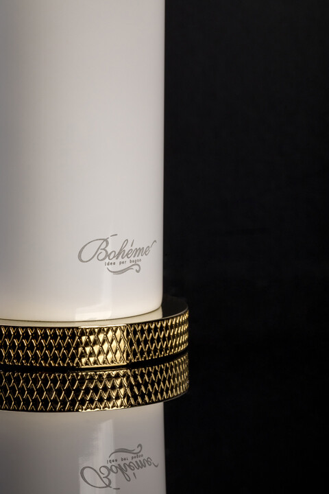 Смеситель для раковины высокий Boheme Stick Белый ручка Золото Diamond 122-WG