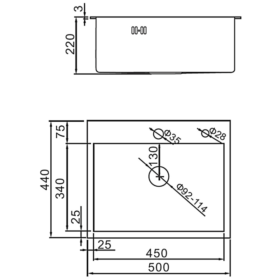 Мойка для кухни из нержавеющей стали Gerhans K35044BD Decor PVD Графит