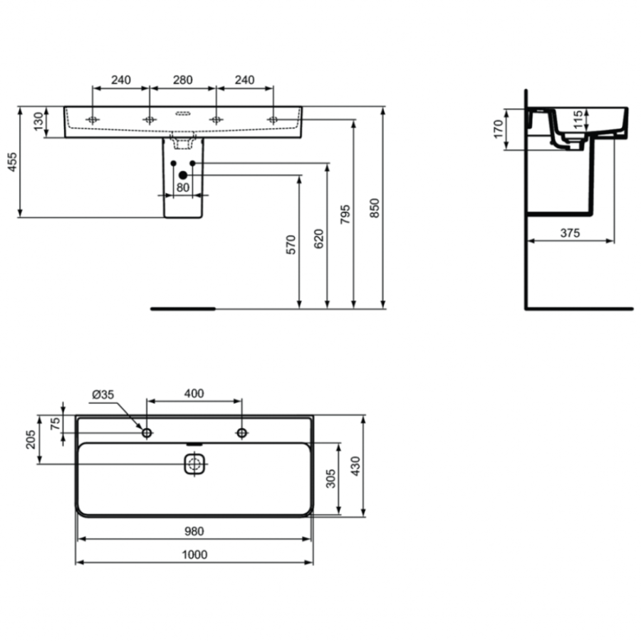 Ideal Standard Strada раковина 100х43 см T372401