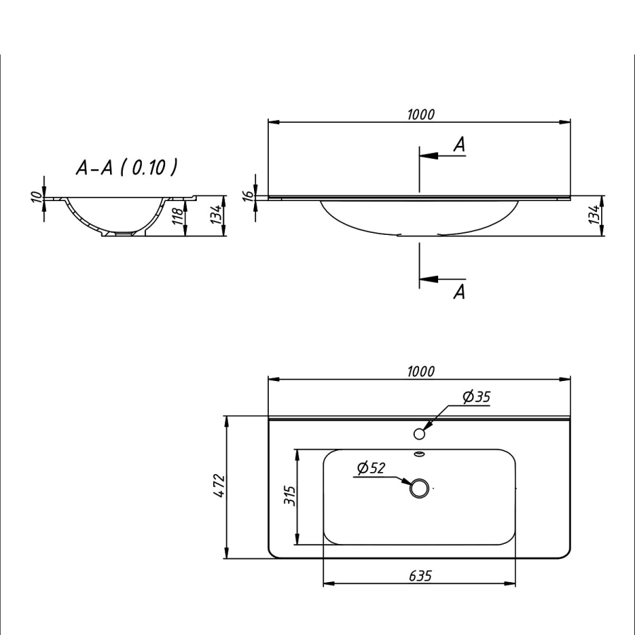 Vincea раковина из искусственного камня 100 см VCB-2VP100W