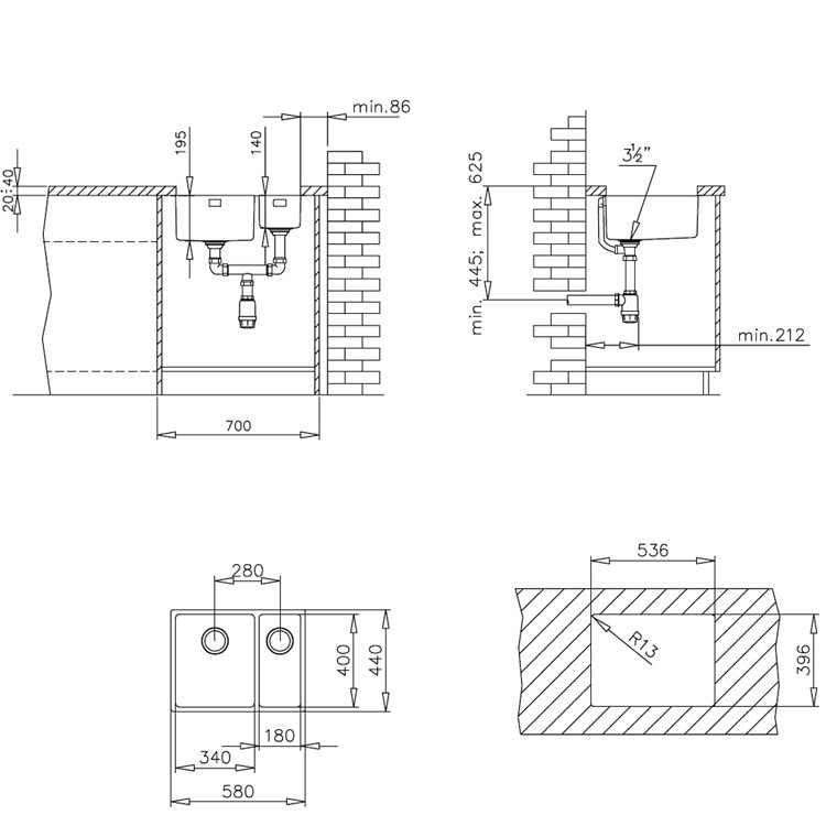 Мойка Teka BE Linea R15 2B 580 10125167 нержавеющая сталь полированная 58х44 см