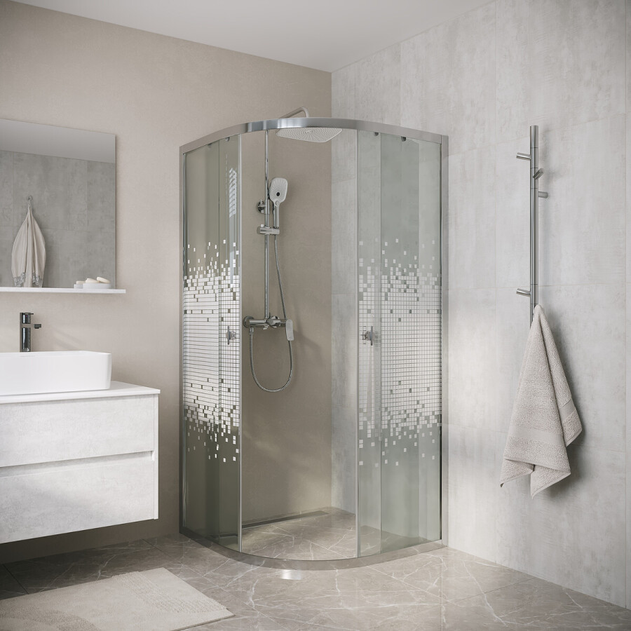 Душевое ограждение Niagara Eco NG-1001-14 (90х90х190) четверть круга,раздвижное,хром,стекло мозаика,1 место