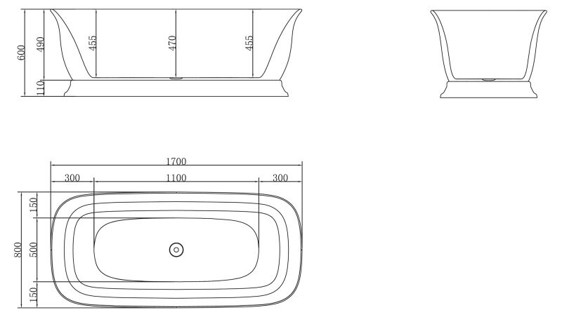 BelBagno BB400-1700-800 170*80 ванна акриловая овальная