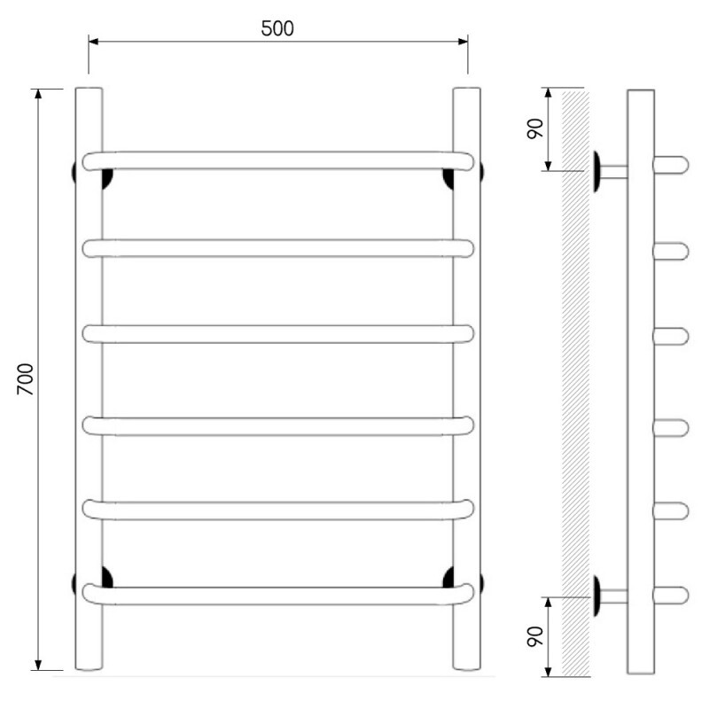 Laris Виктория П6 полотенцесушитель водяной хром 50х70 73208009