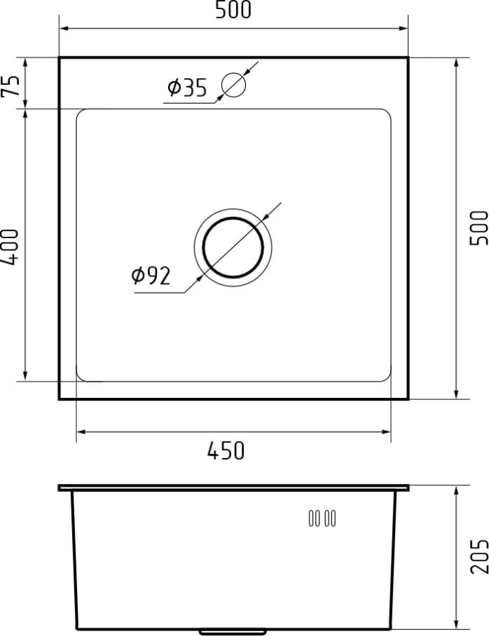 GranFest мойка для кухни 5050 нерж. сталь