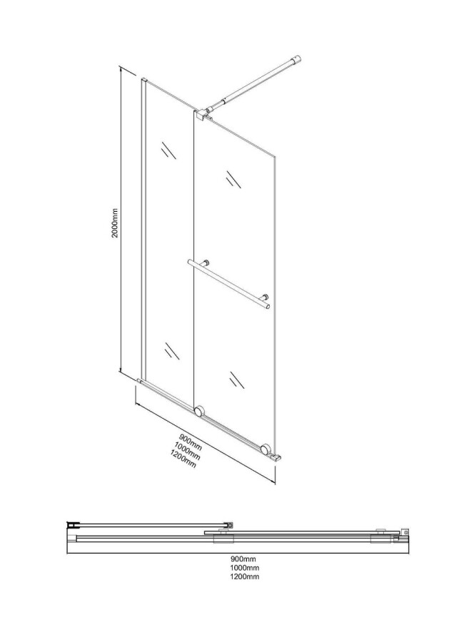 Душевая перегородка Niagara Nova NG-671-12BLACK (120х200) черный матовый,раздвижная,стекло прозрачное,1 место