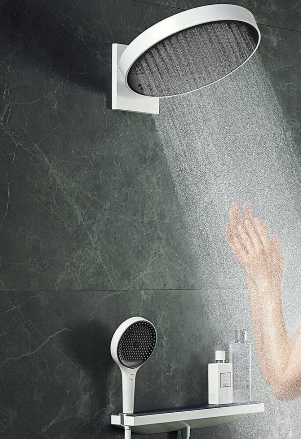 Hansgrohe Rainfinity Настенный держатель Porter 500 с полкой левый белый матовый 26843700