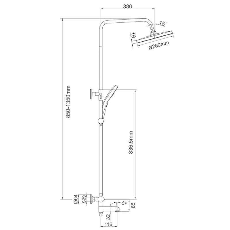 Душевая система с термостатом Gappo G03-6 G2403-56