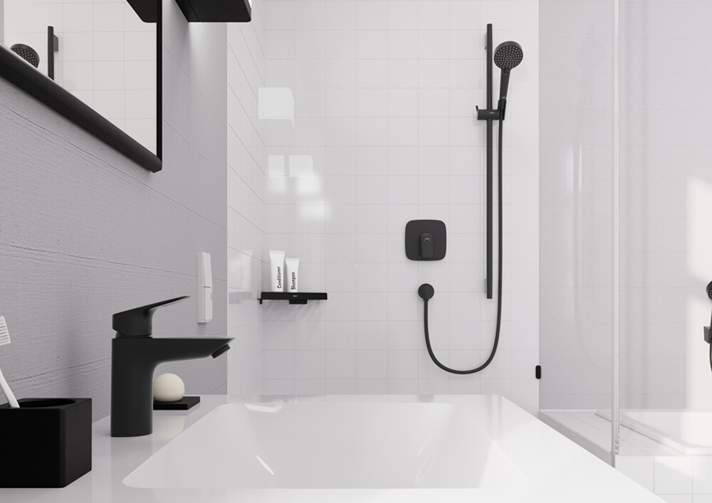 Hansgrohe Logis Смеситель для раковины 100 Push-Open черный матовый 71107670