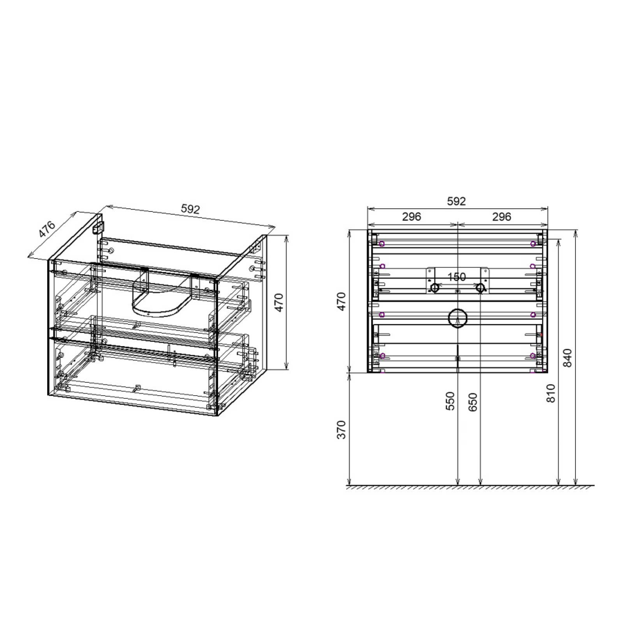 Vincea тумба под раковину Luka 600 G.Stone