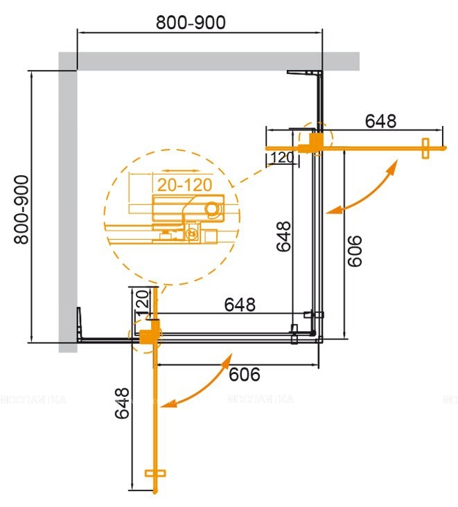 Cezares Slider душевой уголок 80/90х80/90 см SLIDER-A-2-80/90-C-NERO