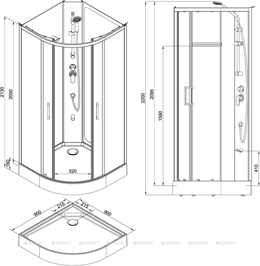 Aquanet Passion душевая кабина прозрачная 90х90 см 263868