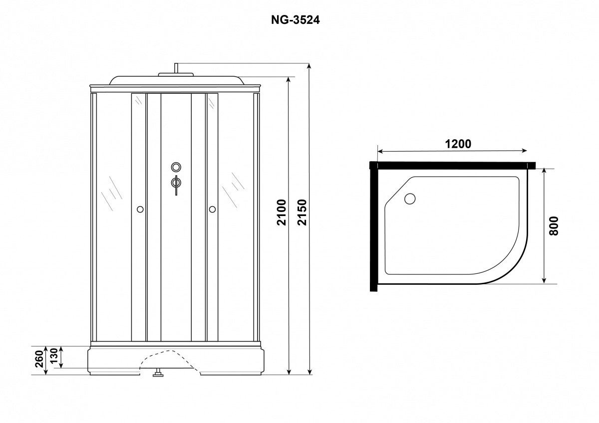 Niagara Eco Душевая кабина 120x80 Левая Тропический душ E120/80/26L/TN
