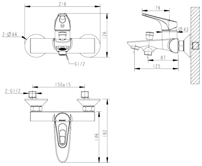 Bravat Drop-D F648162C-B-RUS смеситель для ванны хром