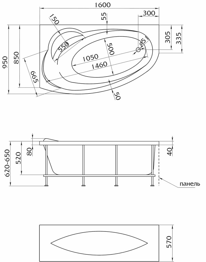 Marka One Julianna У24041 панель лицевая для ванны R/L 02дж1710