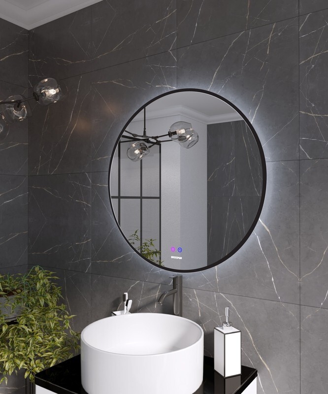 Зеркало Grossman COSMO-норма BLACK (700*700*45) LED с сенсорным выключателем и подогревом 1970702