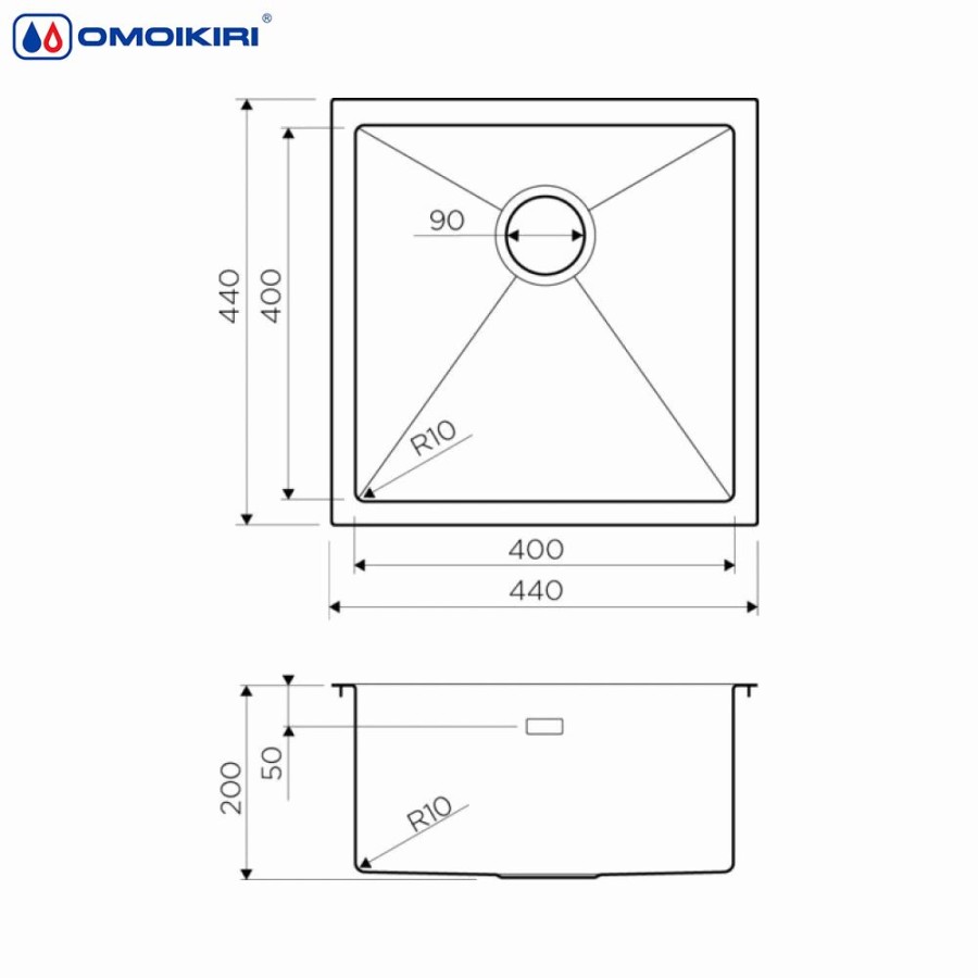Omoikiri Taki 44-U/IF-IN 4973044 кухонная мойка нержавеющая сталь 44x44 см