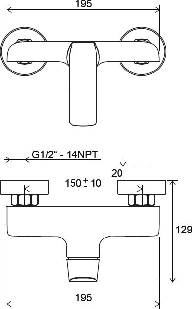 Ravak Flat FL 032.00/150 Смеситель для душа хром X070121