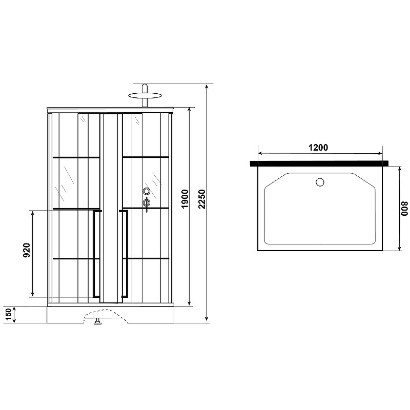 Niagara Standart Душевая кабина 120x80 Правая Тропический душ ST120/80/15QR/KL/BKT