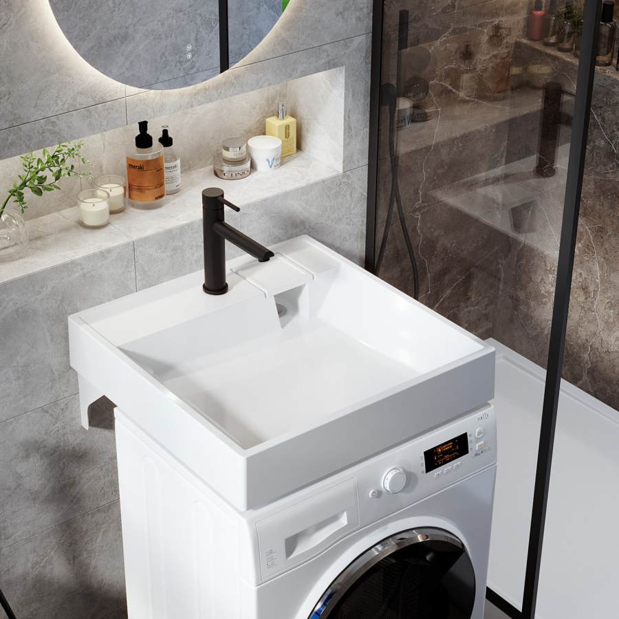 Mirsant Stella 60 раковина из литьевого мрамора над стиральной машиной УТ000101257