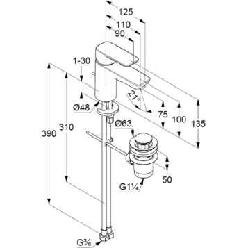 Kludi Pure&Style смеситель для раковины 403820575