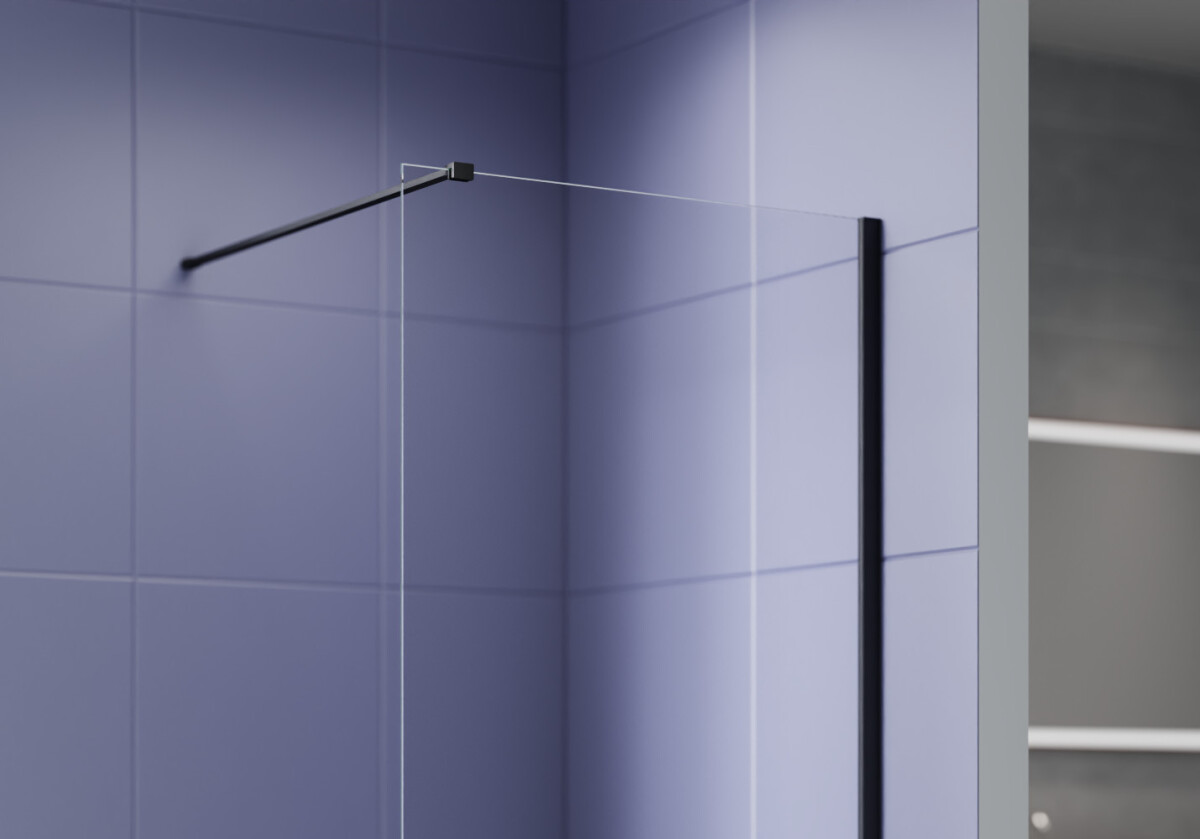 Aquatek AQ.WI.140.1BL Душевая перегородка Walk In 140см с держателем 1200мм черный матовый прозрачное