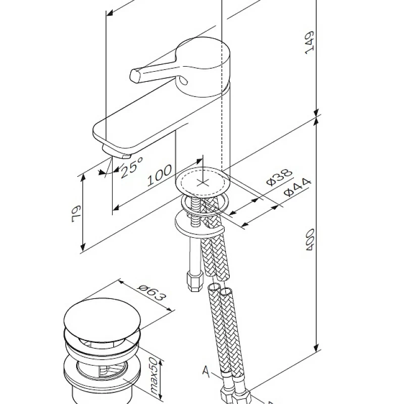 Am.Pm X-Joy S смеситель для раковины с донным клапаном F85B82100
