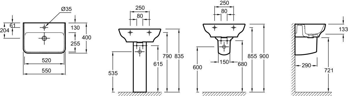 Jacob Delafon Struktura EGE112-00 раковина подвесная 55 см
