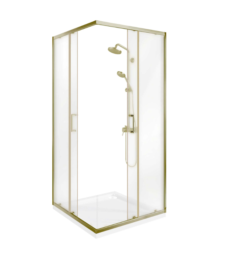BAS Lite CR-90-C-BG душевое ограждение 900х900х1900 Брашированное золото ЛТ00037
