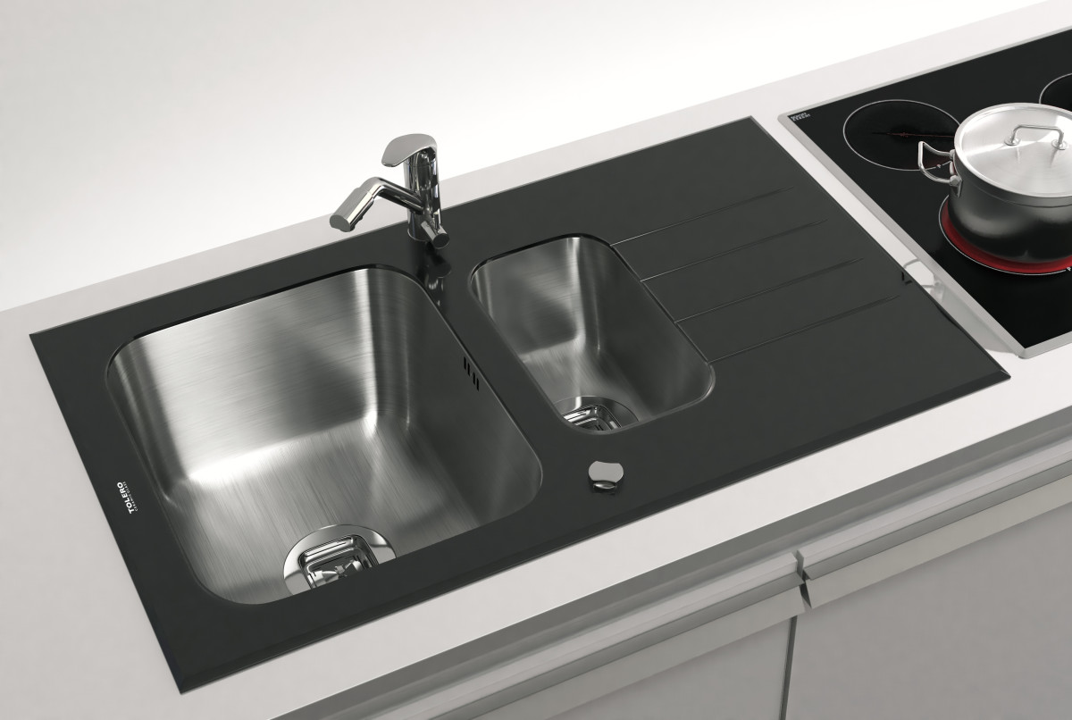 Мойка Tolero Ceramic Glass TGR-860k нержавеющая сталь и закаленное стекло черный 50 x 86 см
