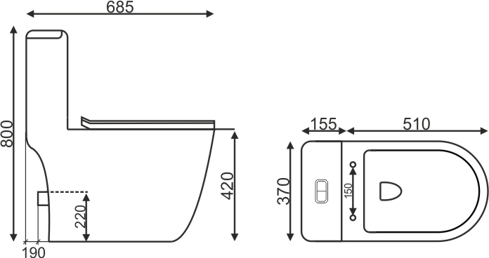 EvaGold унитаз-монолит напольный с сиденьем T1015