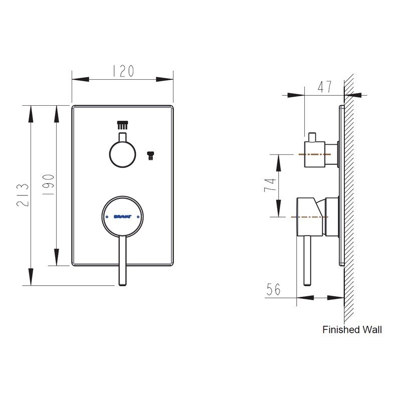 Bravat Arc P69193C-ENG встраиваемый смеситель 3-функц. цвет хром
