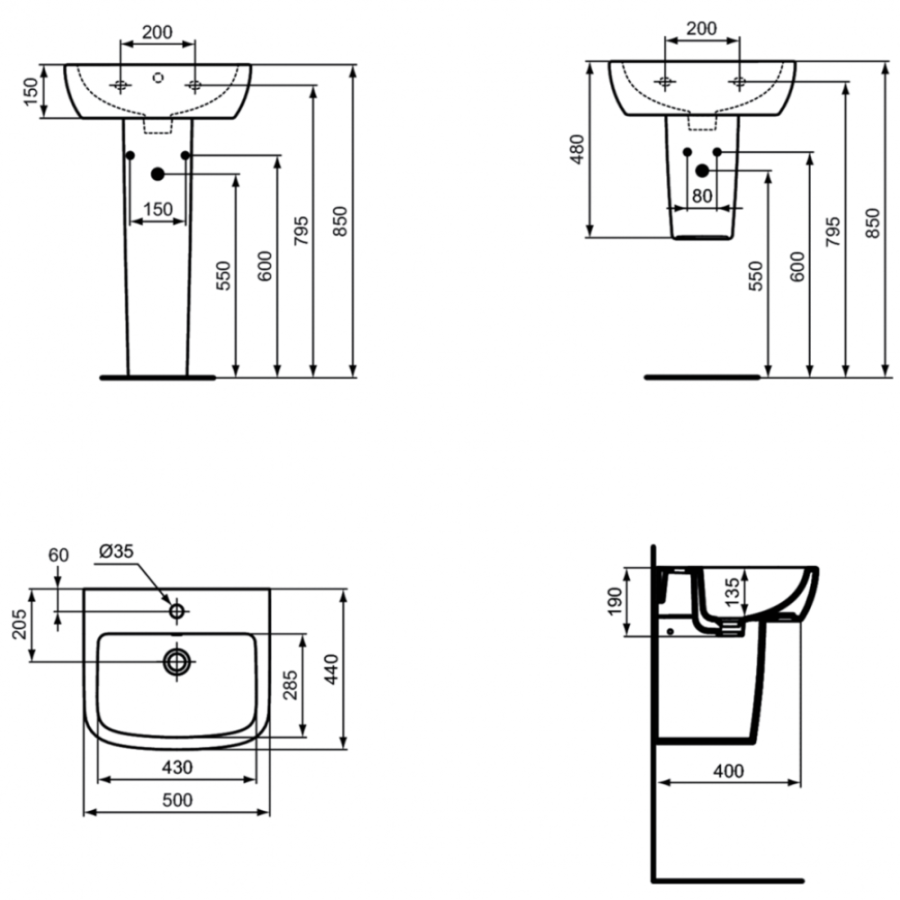 Ideal Standard Tempo раковина 50х44 см T056601