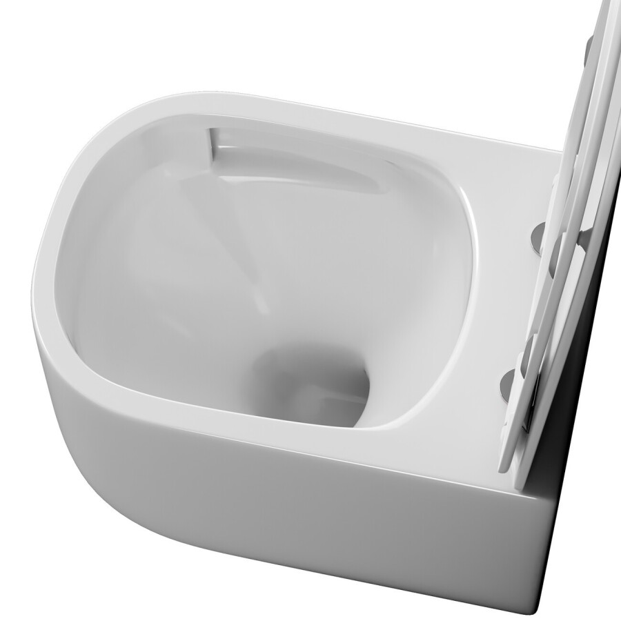 Унитаз подвесной Grossman Thin Rim GR-5605SQ (520х374х355) тонкий ободок,белый с тонкой крышкой,микролифт,смыв торнадо,1 место