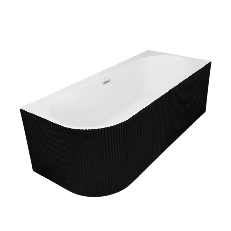 Ванна акриловая Azario LAGO BLANCO BLACK 1700х750х580 пристенная, правосторонняя, в комплекте с сифоном и металлической рамой, белый глянец/черный матовый AZ-6724-1CRB 17075