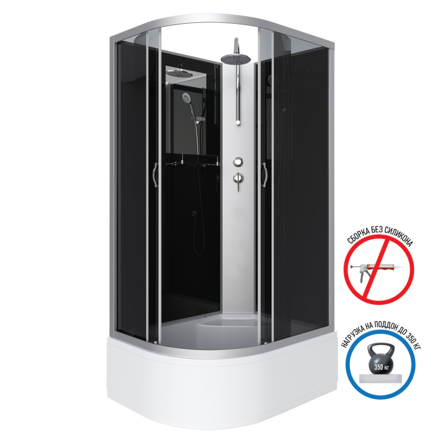 Niagara NG 2510-14RBKT Душевая кабина 120x80 Без крыши правосторонняя + Тропический душ 25101434RBKT