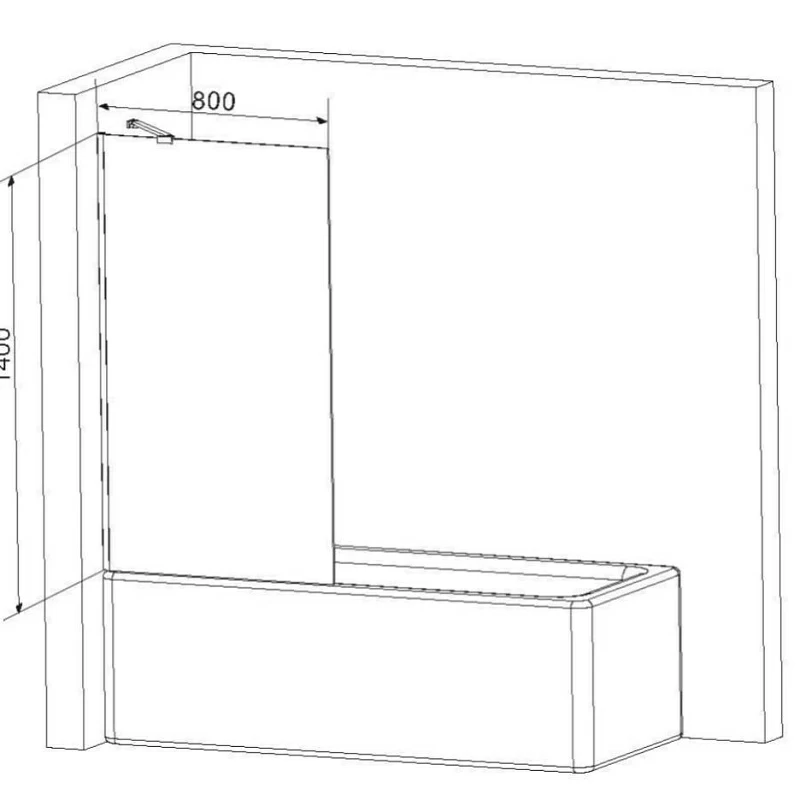 Am.Pm Gem шторка на борт ванны 80 см W90BS-080-140CM